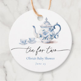 Blue Floral Tee Party Twin Baby Dusche Geschenkanhänger