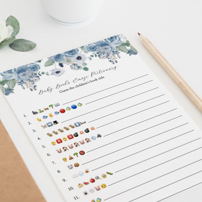 Blue Floral Tee Time Baby Bücher Emoji Spiel (Von Creator hochgeladen)