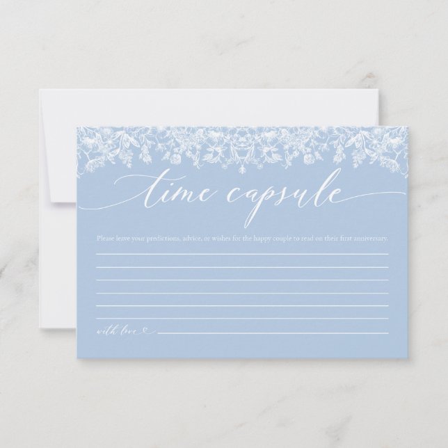 Blue Floral Time Kapsel Brautparty Card Einladung (Vorderseite)