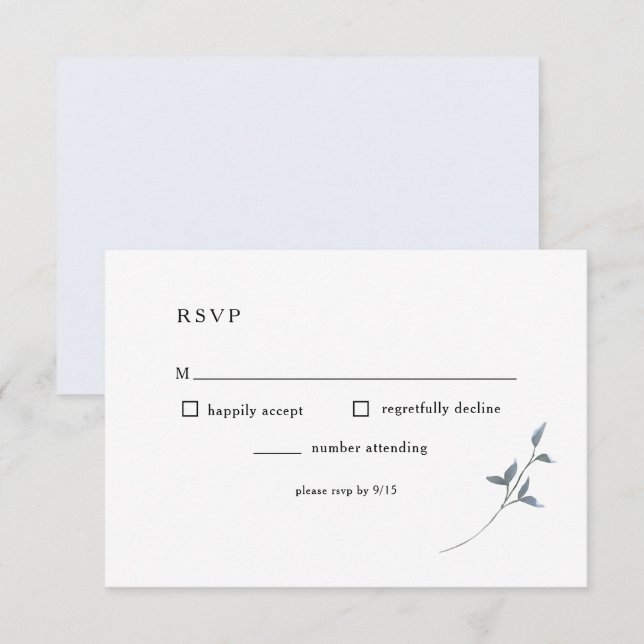 Blue Floral UAWG Wedding Card RSVP Karte (Vorne/Hinten)