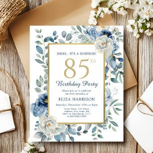 Blue Floral Überraschung 85. Budget Einladung