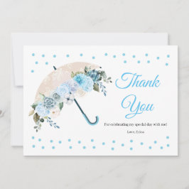 Blue Floral Umbrella Baby Dusche Danke Karte