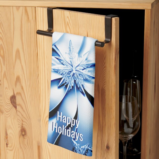 Blue Floral Vacances Noël Cuisine Serviette (Pliage en tiers)