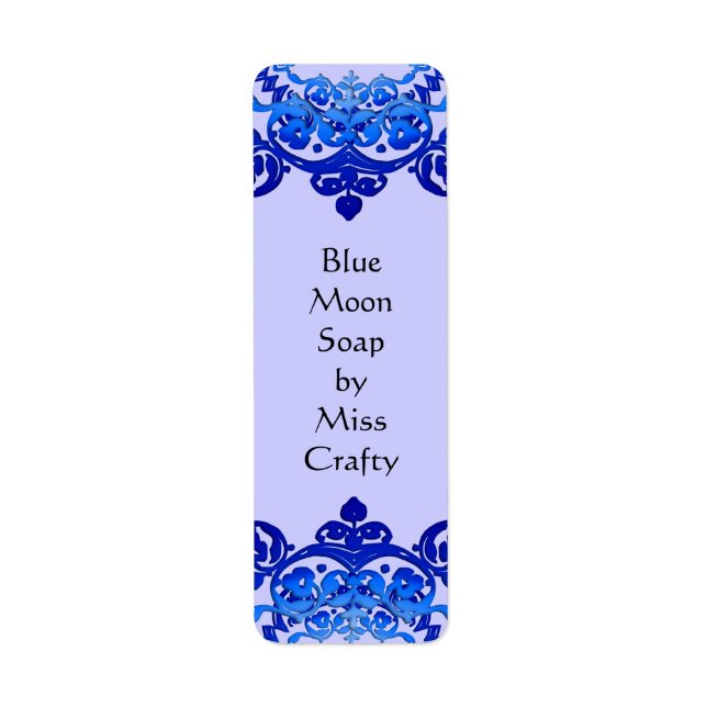 Blue Floral Vintag Art Custom Labels (Vorne)