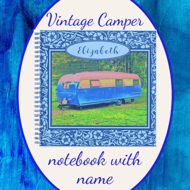 Blue Floral Vintag Camper Trailer Notebook Notizbuch (Von Creator hochgeladen)