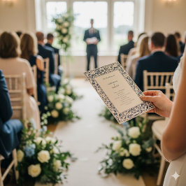 Blue Floral Vintag Delaware Chinoiserie Hochzeit Programm