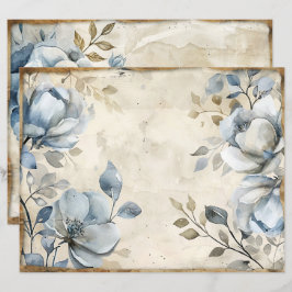 Blue Floral Vintag Scrapbook Paper