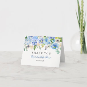 Blue Floral Watercolor Babydusche Danke
