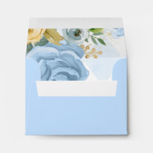 Blue Floral Watercolor Babydusche Umschlag