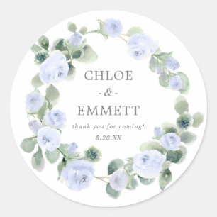 Blue Floral Wedding Cake Box Gefälligkeitsaufklebe Runder Aufkleber