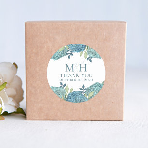 Blue Floral Wedding Danke Custom Runder Aufkleber