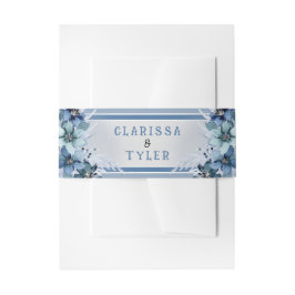 Blue Floral Wedding Einladungsbanderole