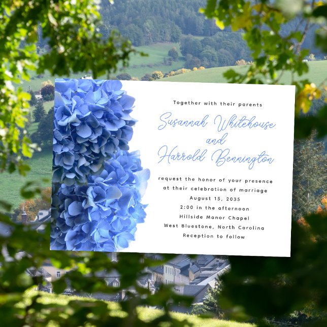 Blue Floral Wedding Invitations Einladung (Von Creator hochgeladen)