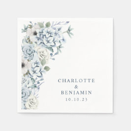 Blue Floral Wedding Napkin Serviette