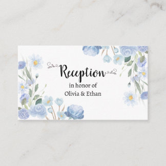 Blue Floral Wedding Reception Card Begleitkarte