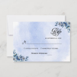 Blue Floral Wedding RSVP Cards