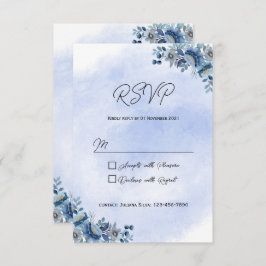 Blue Floral Wedding RSVP Cards