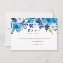 Blue Floral Wedding RSVP Karte