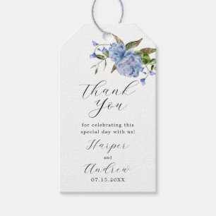 Blue Floral Wedding Vielen Dank Geschenkanhänger