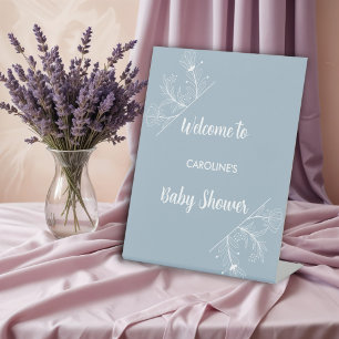 Blue Floral Welcome Baby Duschzeichen Sockelschild