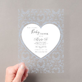 Blue Floral Whimsical Heart Baby Shower  Acryleinladungen