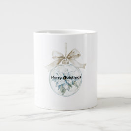 Blue Floral White Bow Weihnachtsschmuck Jumbo-Tasse
