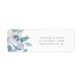Blue Floral White Wedding Rücksendeadresse