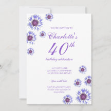 Blue Floral Wildblume 40. Geburtstag Party