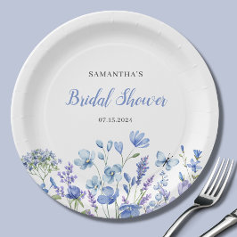 Blue Floral Wildblume Brautparty Pappteller