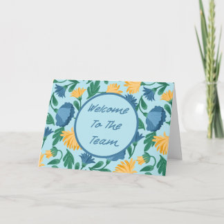 Blue Floral Willkommen im Team Neuer Mitarbeiter Karte