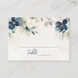 Blue Floral Winter Wedding Place Setting Cards Platzkarte