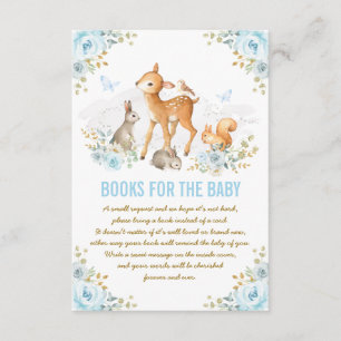 Blue Floral Woodland Deer Bunny Books for Baby Begleitkarte