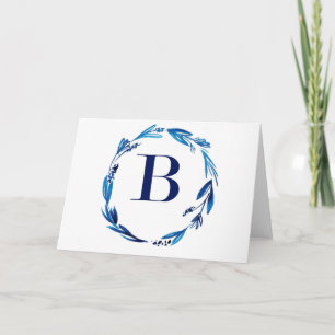 Blue Floral Wreath 'B' Feiertagskarte