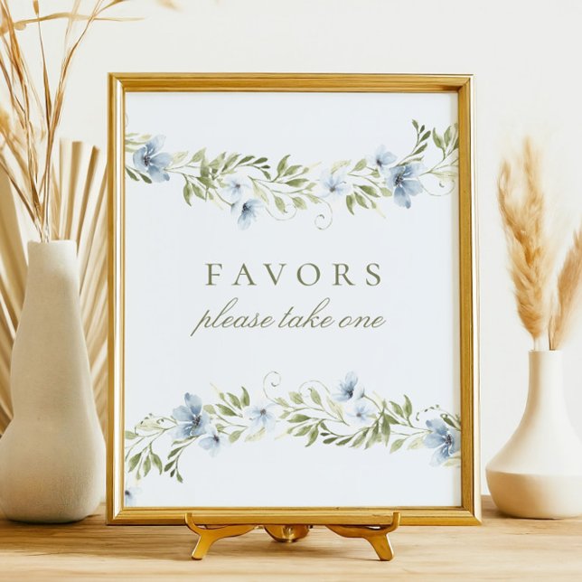 Blue Floral Wreath favorisiert Baby Shower Sign Poster (Von Creator hochgeladen)