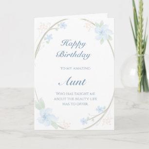 Blue Floral Wreath Tante Birthday Karte