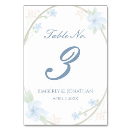 Blue Floral Wreath Tischnummer