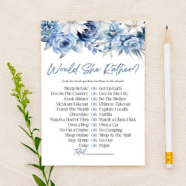 Blue Floral würde sie eher? Brautparty Game Briefpapier
