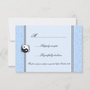 Blue Floral Yin et Yang Mariage RSVP Invitation