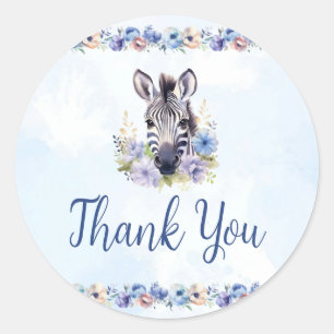 Blue Floral Zebra Vielen Dank Sticker