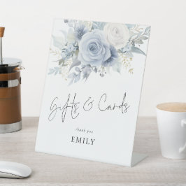 Blue Florals Gifts Cards Brautparty signieren Sockelschild