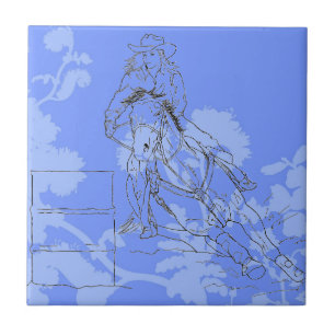 Blue Flower Barrel Racer Fliese