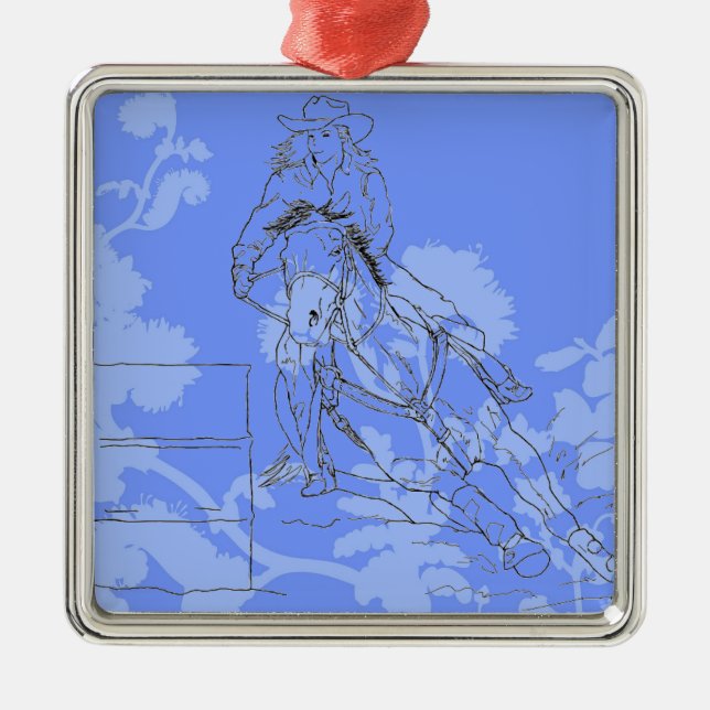 Blue Flower Barrel Racer Ornament Aus Metall (Vorne)