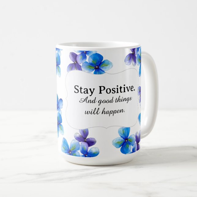 Blue flower coffee mug positive statement  (Devant droit)