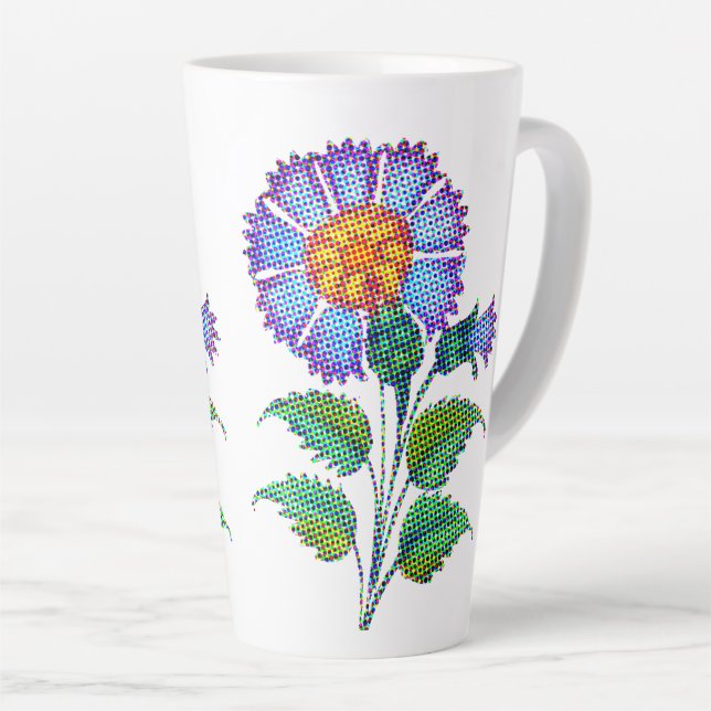 Blue Flower Halftone Fine Art Milchtasse (Rechte Ecke)