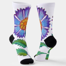 Blue Flower Halftone Fine Art Socken