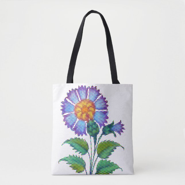 Blue Flower Halftone Fine Art Tasche (Vorderseite)