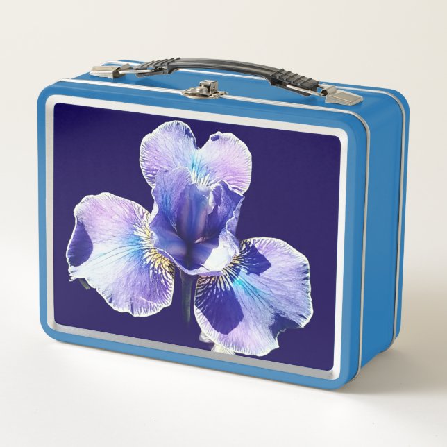 Blue flower metall brotdose (Vorderseite)