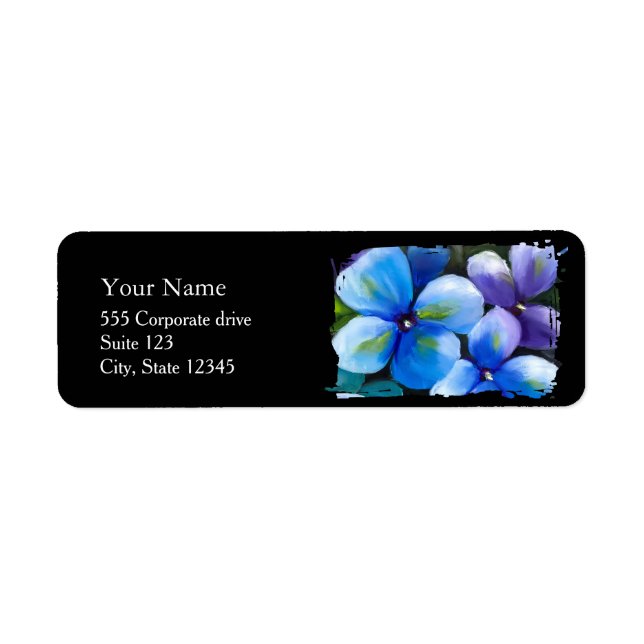 Blue Flower Painting Return Address Labels (Vorne)