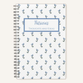 Blue Flower Personalized Journal Notebook Notizbuch