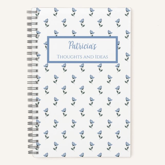 Blue Flower Personalized Journal Notebook Notizbuch (Vorderseite)